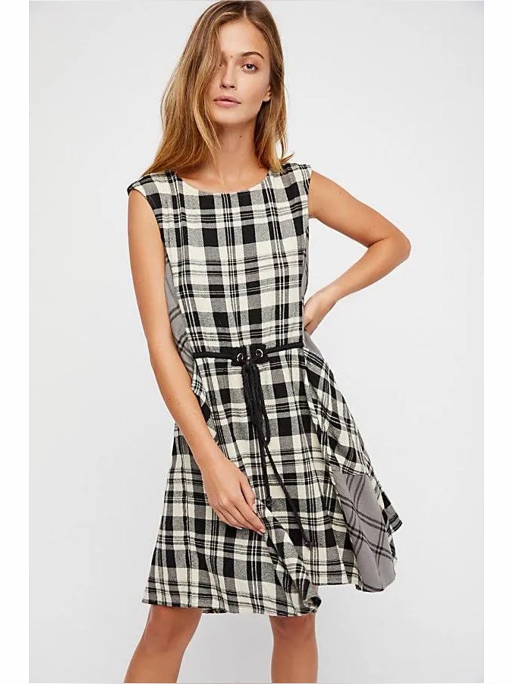 Free People Land Lines Plaid Dress